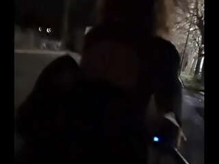 Filthy sissy butch goes for a public slutwalk